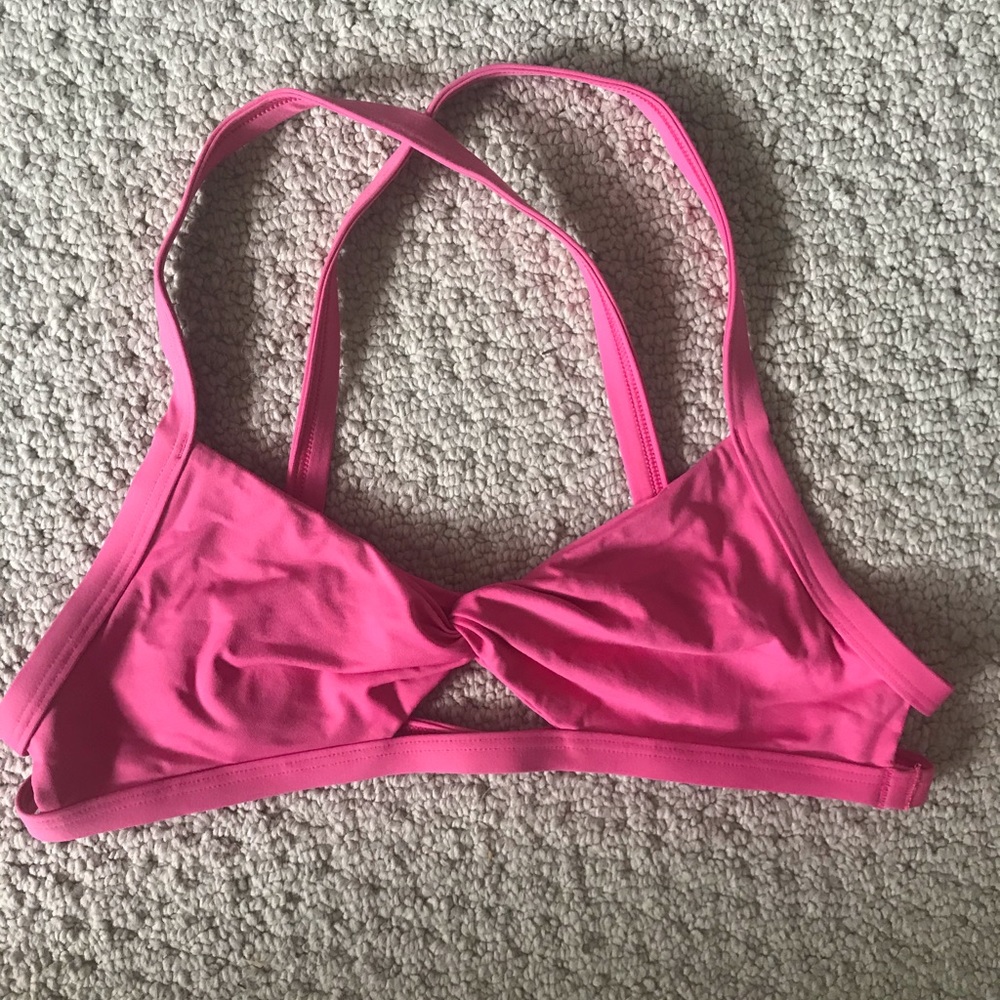 pink cage back twist front bikini top